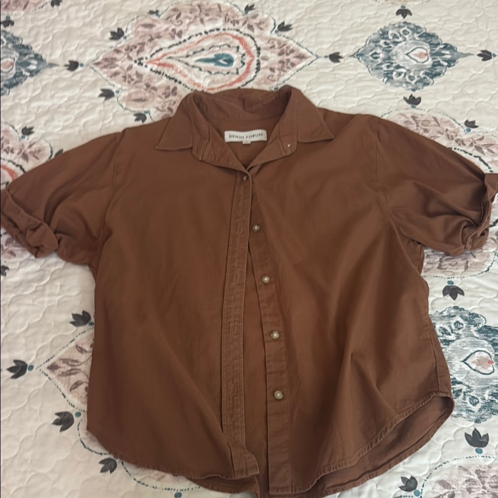 Aritzia Denim Forum Brown Button Down Shirt XS